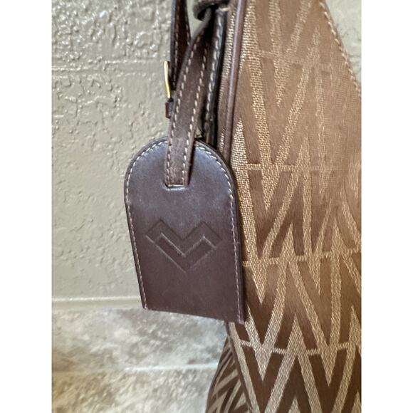 Vintage Mario Valentino Logo Printed brown Shoulder Bag gold hardware - Picture 2 of 16